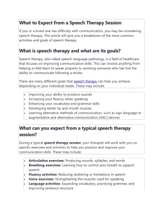 What to Expect from a Speech Therapy Session