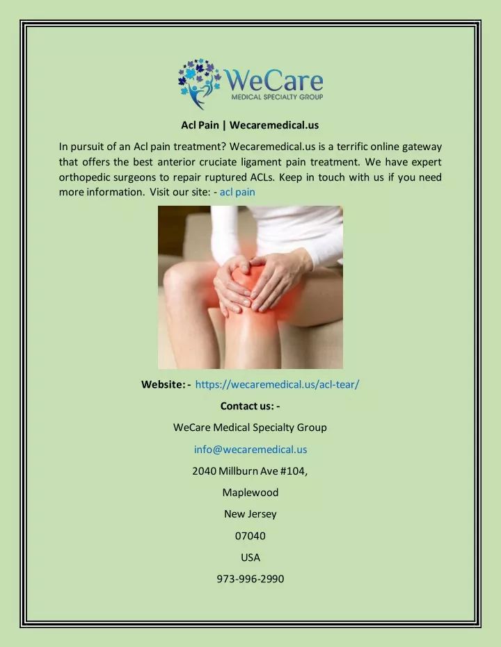 acl pain wecaremedical us