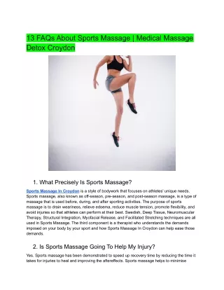 13 FAQs About Sports Massage  Medical Massage Detox Croydon