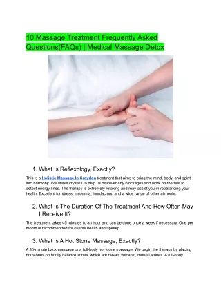 10 Massage Treatment Frequently Asked Questions(FAQs)  Medical Massage Detox