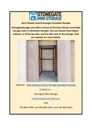 Best Climate Control Storage Cleveland Georgia  Stonegatestorage.com