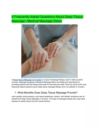 6 Frequently Asked Questions About Deep Tissue Massage