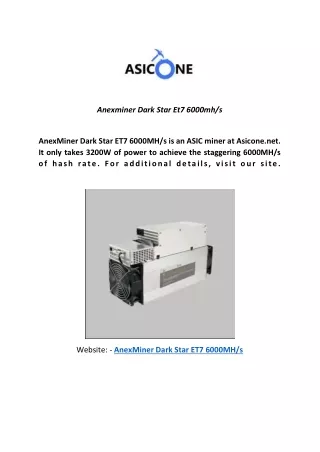 Anexminer Dark Star Et7 6000mh/s Asicone.net