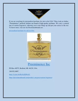 Best Personalized Perfume For Sale in USA Preeminentbrands.Net