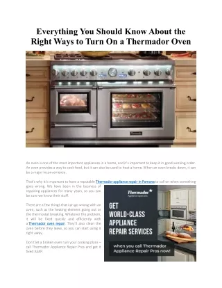 Everything You Should Know About the Right Ways to Turn On a Thermador Oven