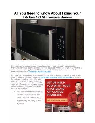 All You Need to Know About Fixing Your KitchenAid Microwave Sensor
