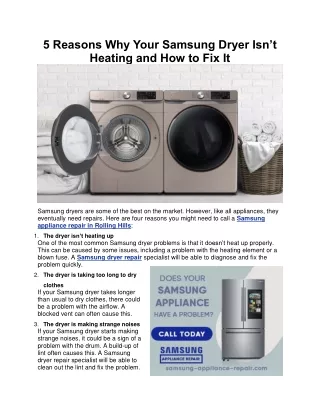 5 Reasons Why Your Samsung Dryer Isn