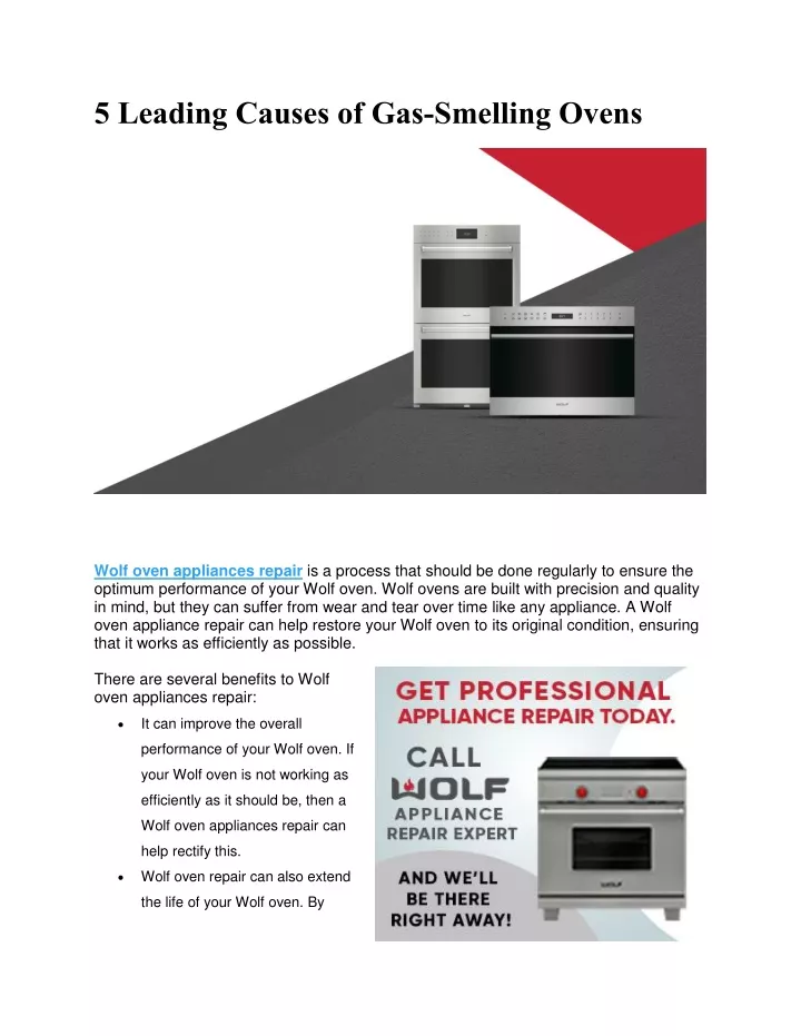 PPT 5 Leading Causes of GasSmelling Ovens PowerPoint Presentation