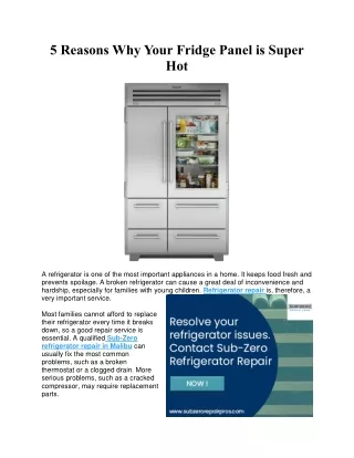 5 Reasons Why Your Fridge Panel is Super Hot
