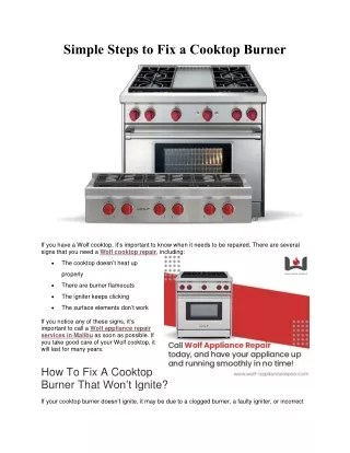Simple Steps to Fix a Cooktop Burner