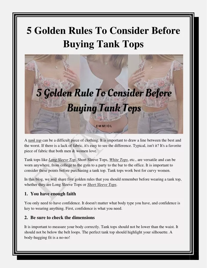 5 golden rules to consider before buying tank tops