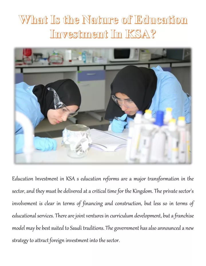 education investment in ksa s education reforms