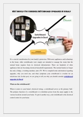 Why should you consider switchboard upgrades in Dural