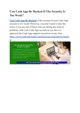 Can Cash App Be Hacked If The Security Is Too Weak?