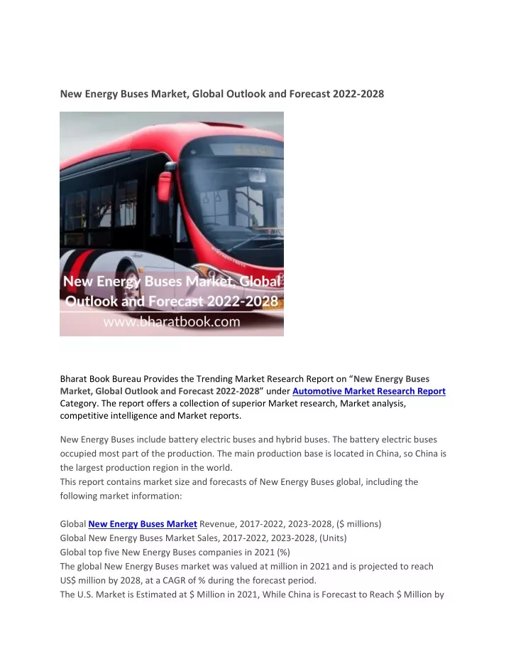 new energy buses market global outlook