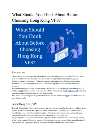 what should you think about before choosing hong
