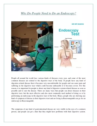 Why Do People Need to Do an Endoscopy?