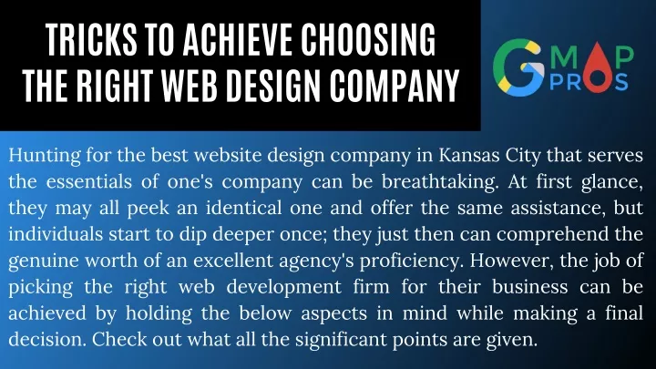 tricks to achieve choosing the right web design
