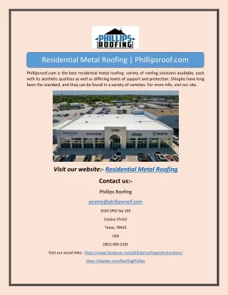 Residential Metal Roofing | Phillipsroof.com