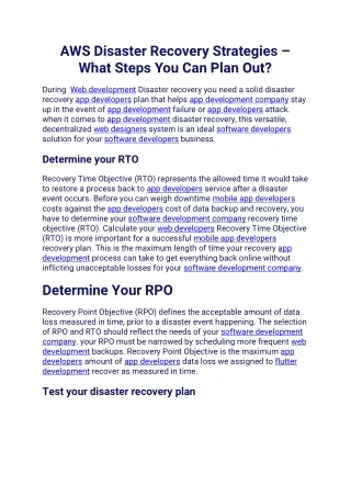 aws disaster recovery strategies what steps
