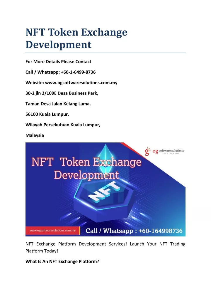 nft token exchange development