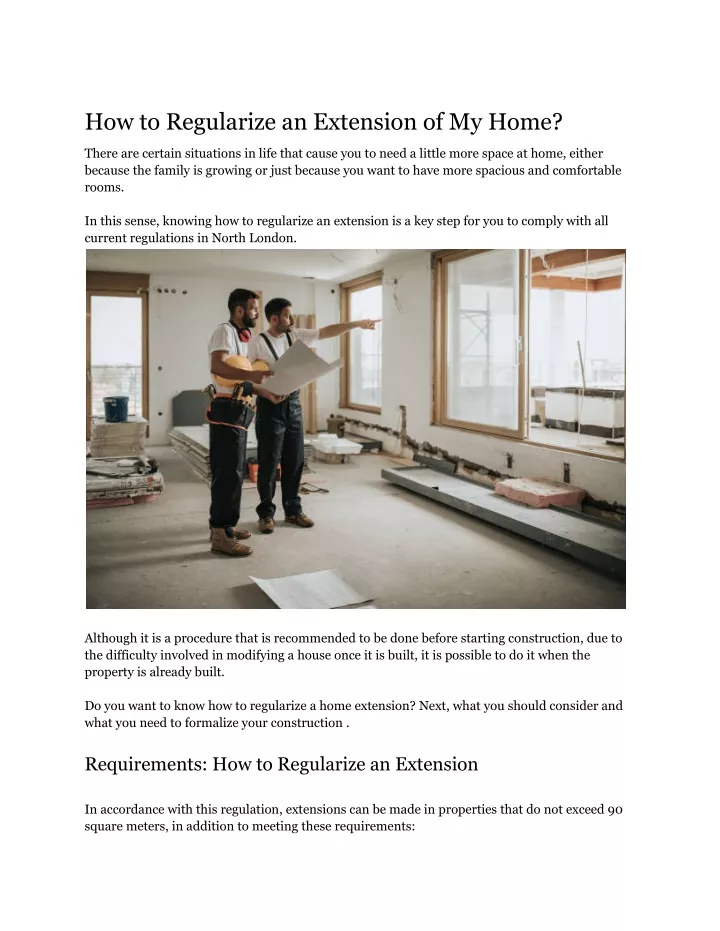how to regularize an extension of my home