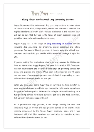 Talking About Professional Dog Grooming Service