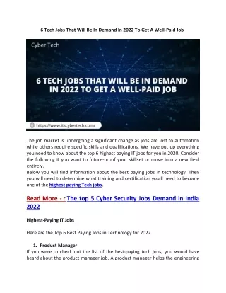 6 tech jobs that will be in demand in 2022