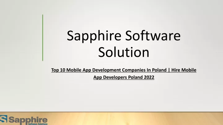 sapphire software solution