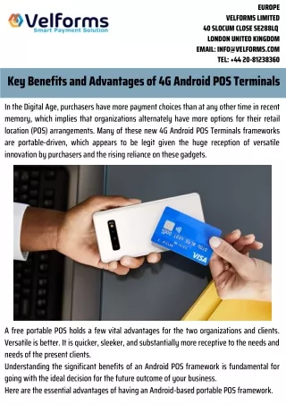 Key Benefits and Advantages of 4G Android POS Terminals_VelformsTechnologies