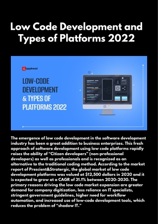 Low Code Development and Types of Platforms 2022