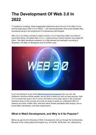 the development of web 3 0 in 2022