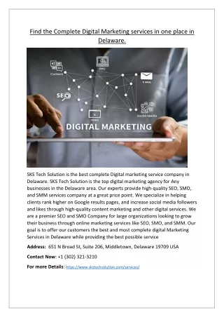 Complete digital marketing services in one place in Delaware.