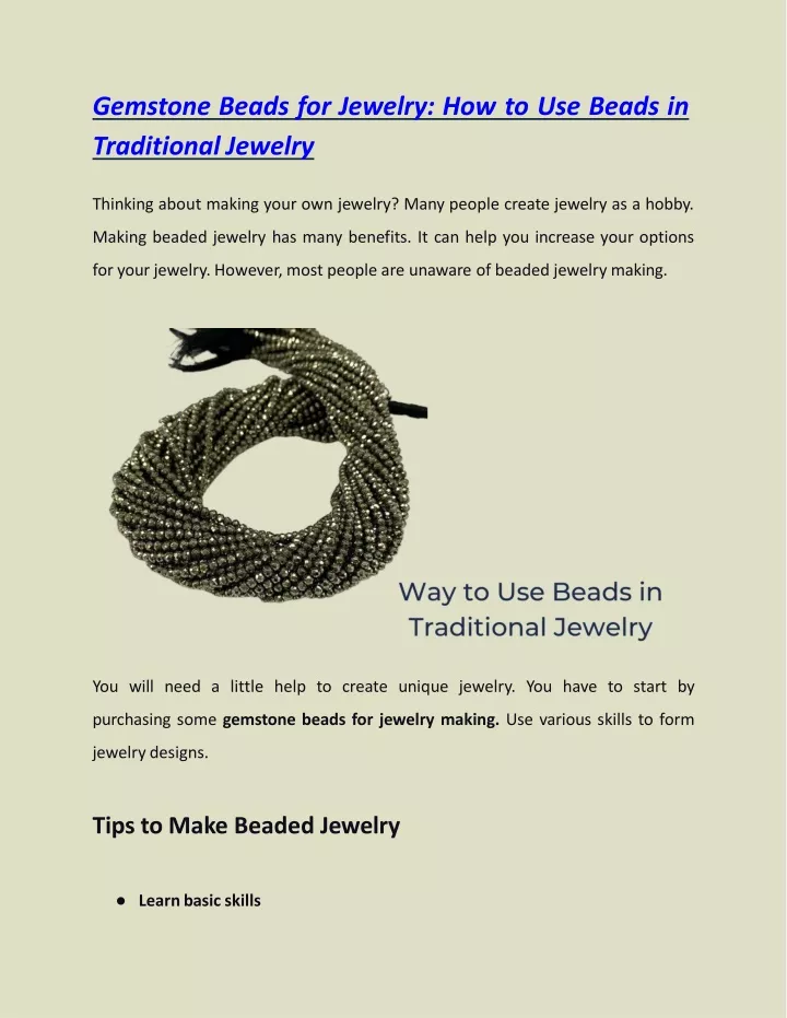 gemstone beads for jewelry how to use beads