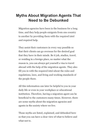 Myths About Migration Agents That Need to Be Debunked