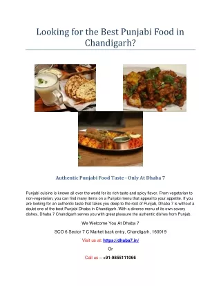 Punjabi food in chandigarh