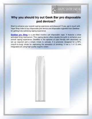 why you should try out geek bar pro disposable