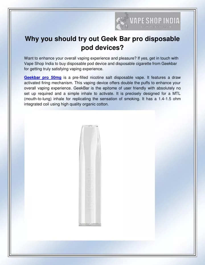 why you should try out geek bar pro disposable