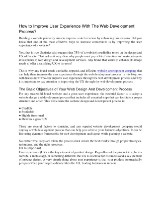 How to Improve User Experience With The Web Development Process