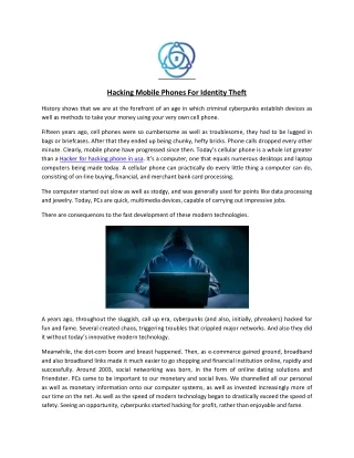 hacking mobile phones for identity theft