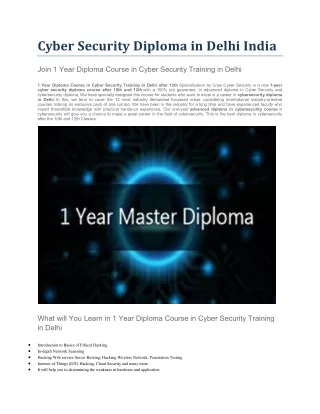 cyber security diploma in delhi india