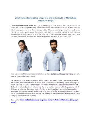What Makes Customised Corporate Shirts Perfect For Marketing Company