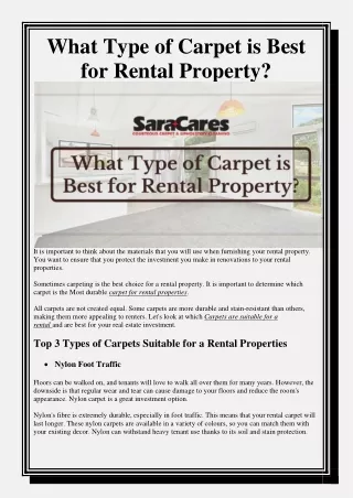 what type of carpet is best for rental property