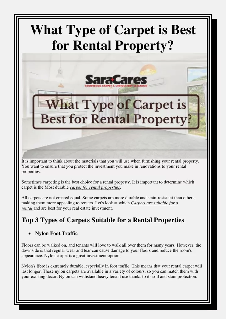 what type of carpet is best for rental property