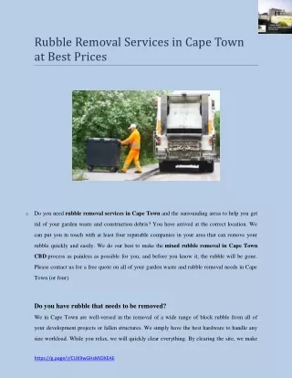 rubble removal services in cape town at best