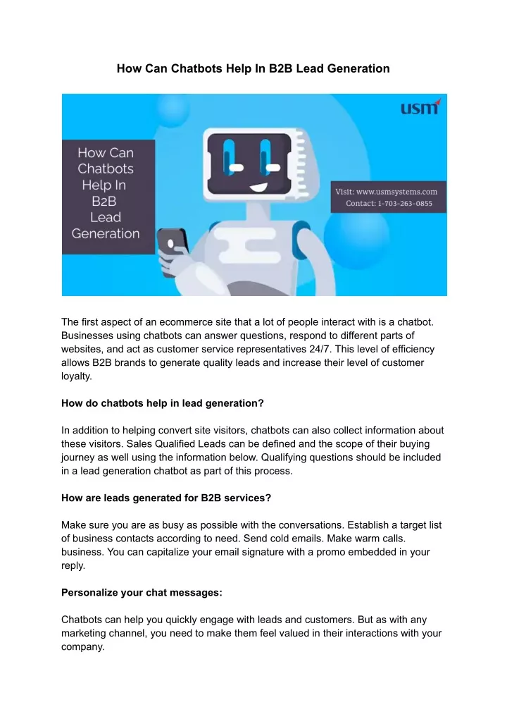 how can chatbots help in b2b lead generation