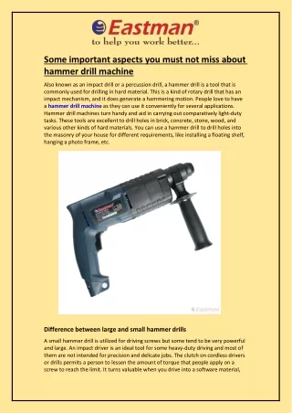 Some important aspects you must not miss about hammer drill machine