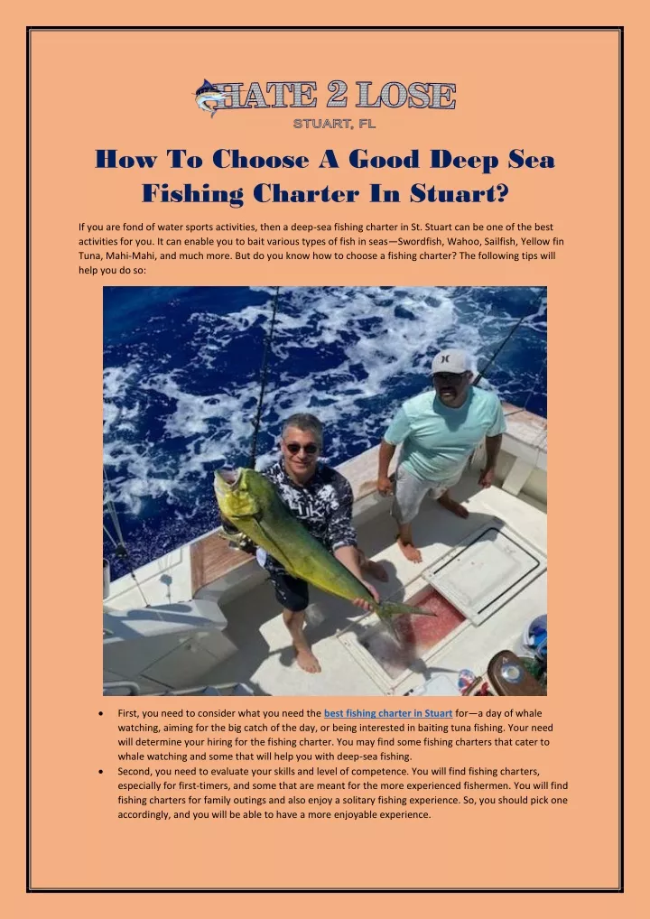 how to choose a good deep sea fishing charter