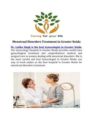 menstrual disorders  treatment in greater Noida | Dr.Latikasingh