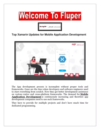 Application Development Services related to this Xamarin update